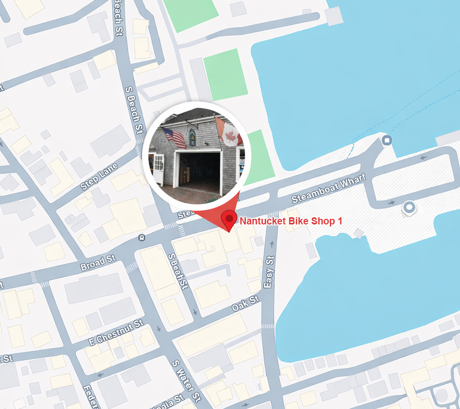 map showing where Nantucket Bike Shop 1 is located